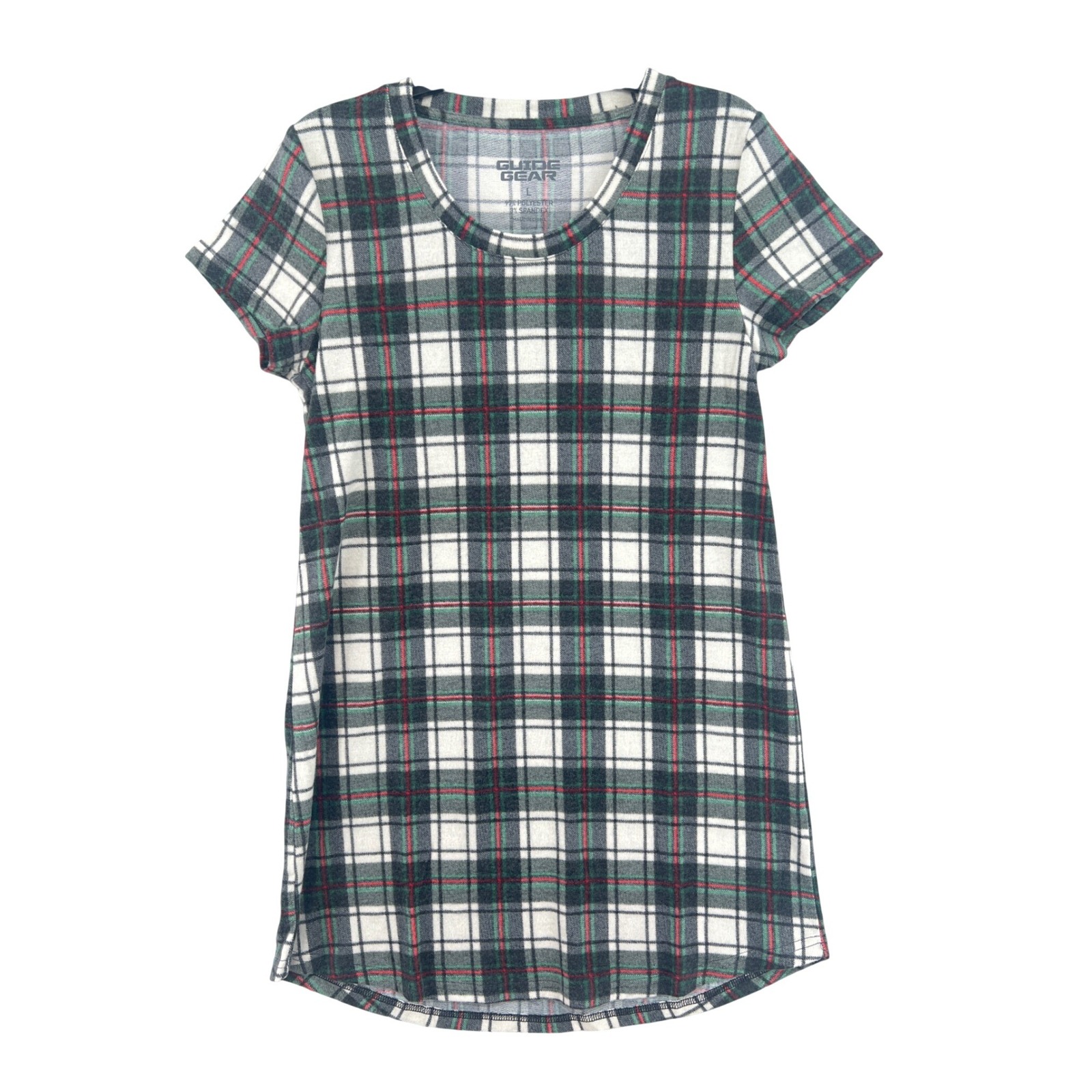 Guide Gear Plaid Sleep Shirt Pajama Dress L Gray Red Green Tartan Loungewear